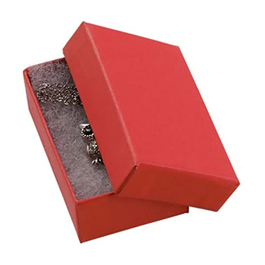 

- 50 Pack Matte Red Paper Cardboard Cotton Filled Jewelry Gift Boxes - Jewelry Rings Pendant Earring Necklace Bracelet Packagin
