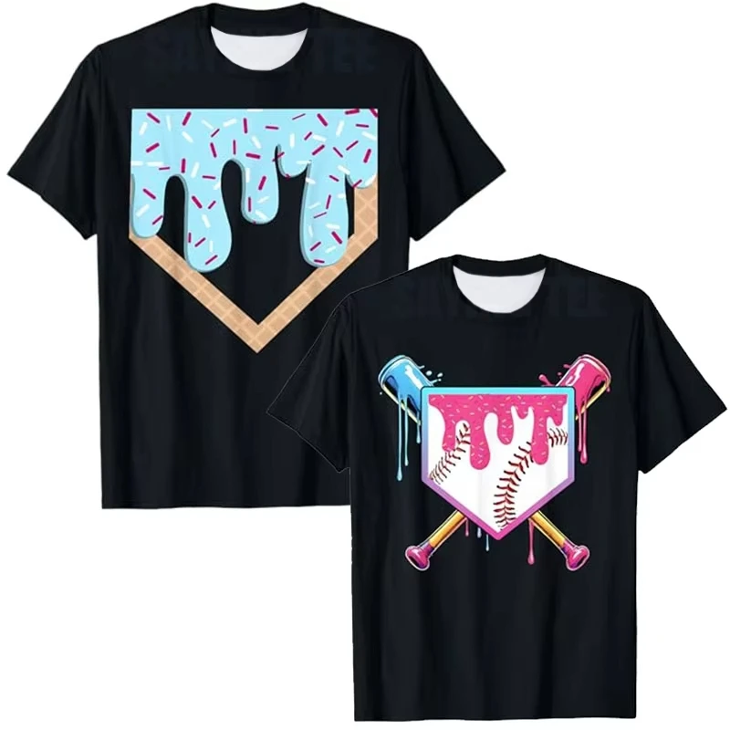 

Ice Cream Drop Baseball Home Plate Drop T-shirt Baseball Drop Boy Softball Graphic Dress Awesome T-shirt 2025 Moto