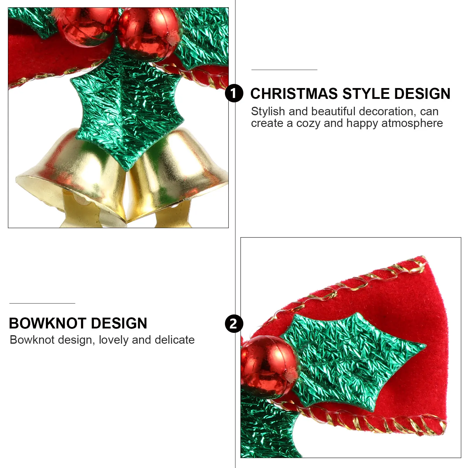 

16Pcs Christmas Tree Adornments Bowknot Bells Ornaments Stylish Xmas Tree Pendant Decoration for Holiday Xmas Bowknot