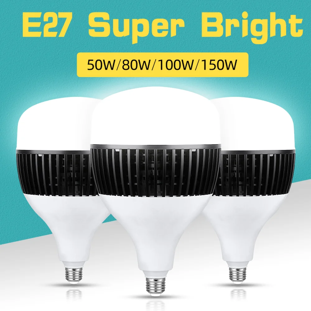 E27 LED Light Bulbs  Ultra Bright High Power Lamps 10/20/30/40/50W Cold White 220V Energy Saving Lamp For Room Kitchen