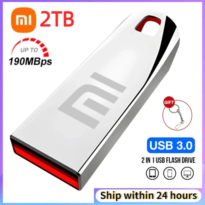 ไดรฟ์ปากกา Xiaomi 2TB 1TB USB แฟลชไดรฟ์ขนาด32GB 64GB 128GB 16GB 2.0 USB แฟลชดิสก์มินิคีย์เมมโมรี่สติ๊ก USB