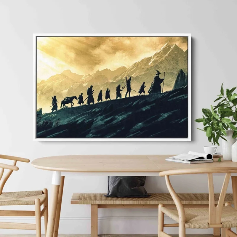 Classic Magic Movie Middle-Earth Landscape Fellowship Silhouette Poster Canvas Painting Wall Pictures Modern Home Decor