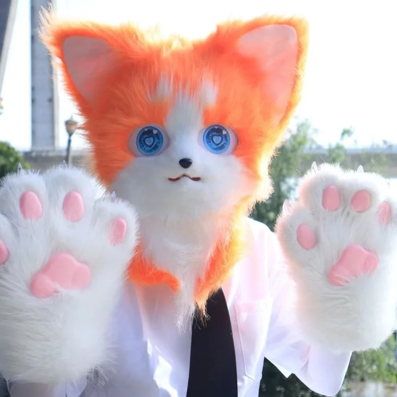 Kig Fursuit Kigurumi Furry Cosplay Costume Pink Black Head Cos Outfits Comiket Furries Doll Animal Mask for Comic-Con Role Play