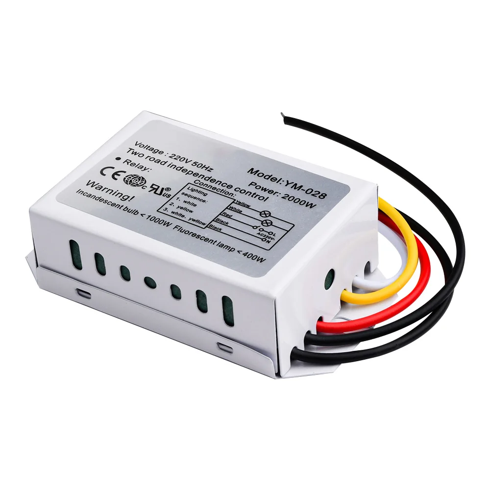 220V 2-Way 3-Section Lighting Control Switch Digital Subsection 1000W Light Bulb Controller Switch For Fluorescent Lamp