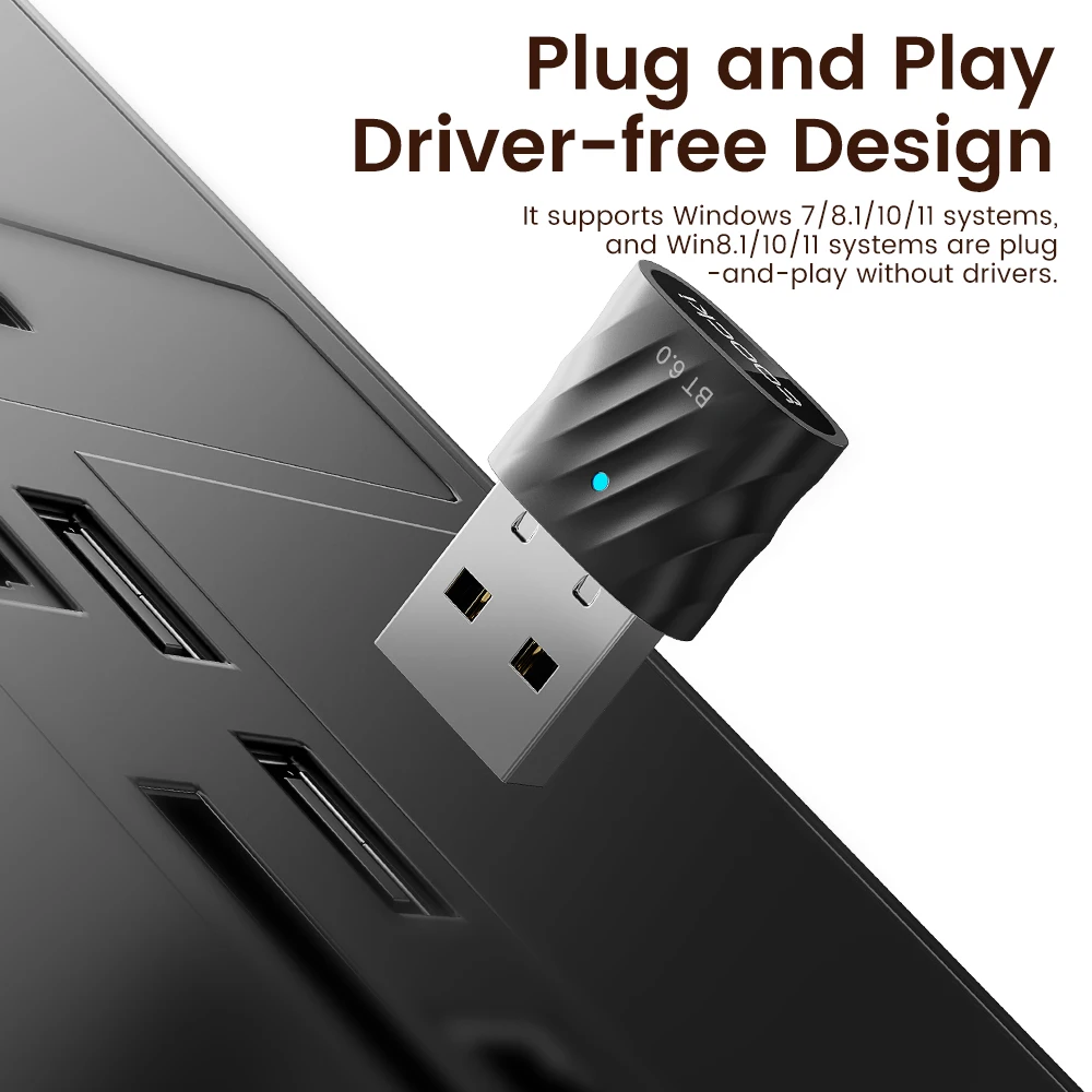 Toocki USB بلوتوث 6.0 محول للكمبيوتر ويندوز 11/10/8.1/7 LED سماعة لاسلكية تعمل بالبلوتوث USB استقبال والارسال للوحة مفاتيح الماوس #1