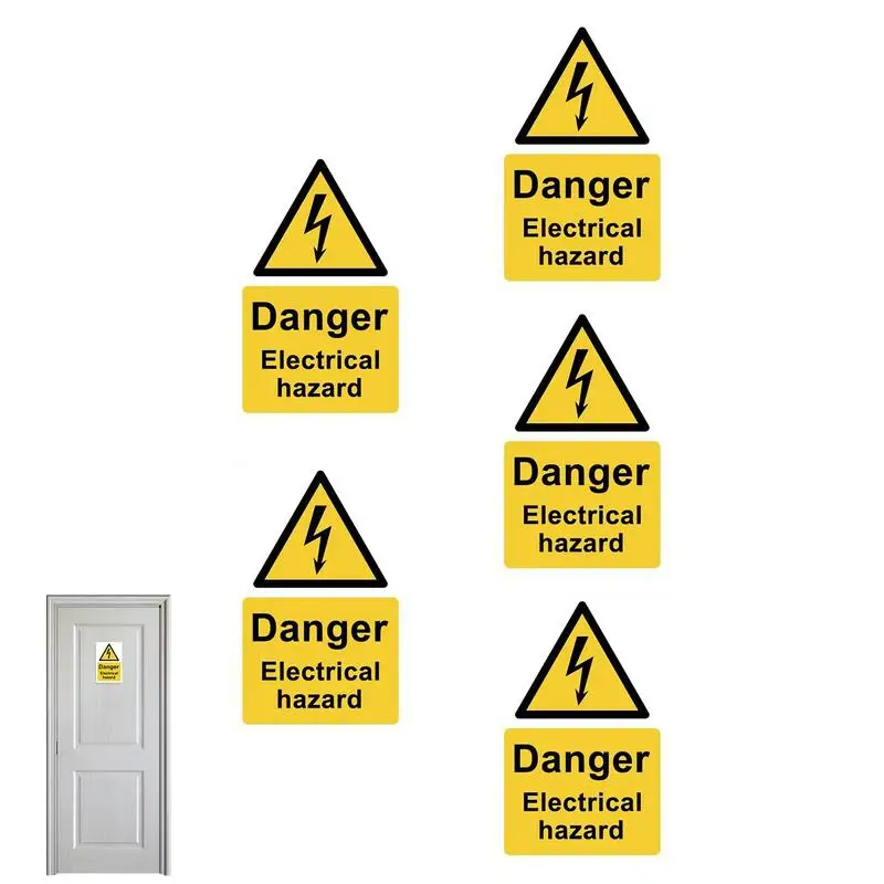 5Pcs Warning Sticker Electrical Shock Hazard Adhesive Labels Danger Electric Box Notice Decal