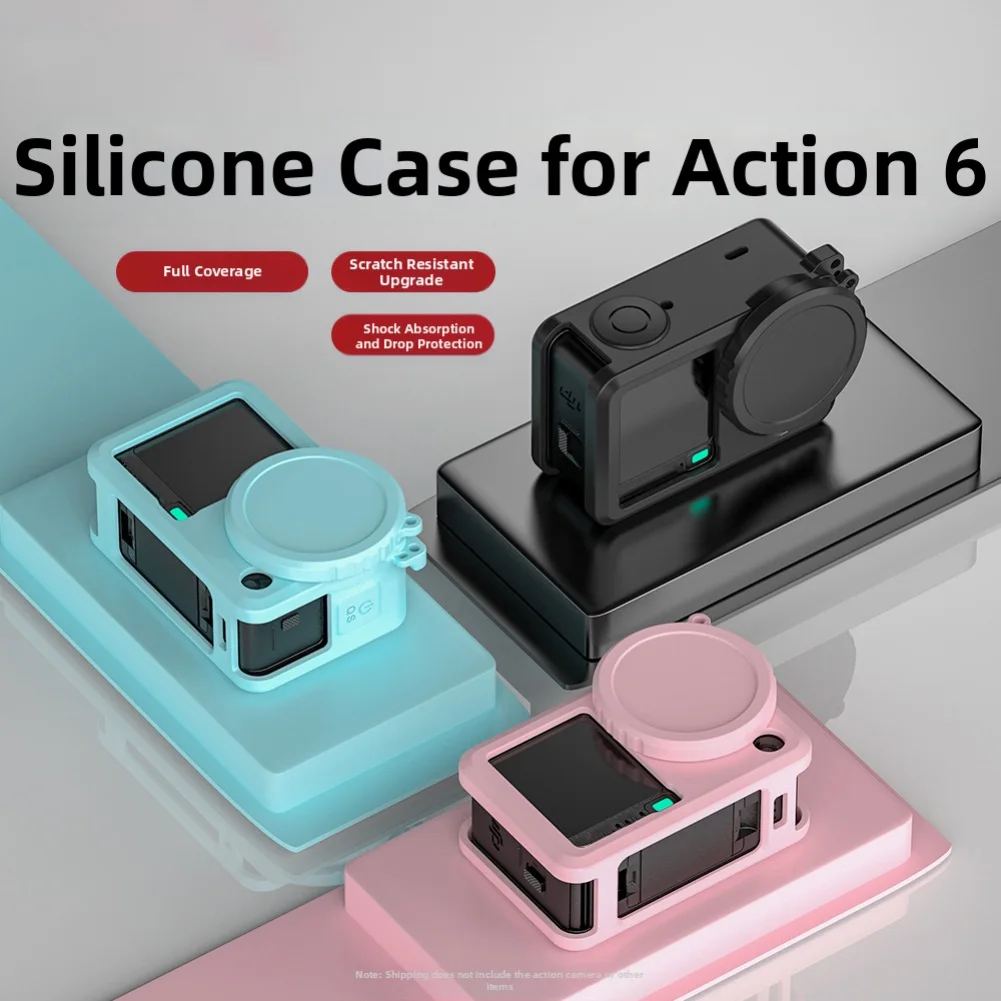 Soft Touch Silicone Case for DJI Action 6 with Accurate Cutouts for Buttons Ports and Lenses Without Interference