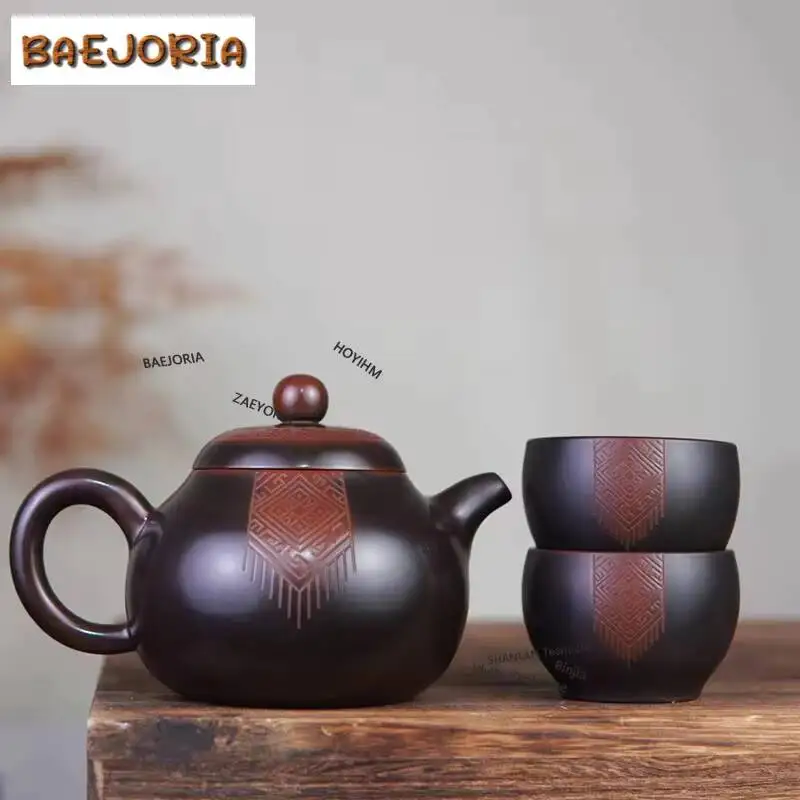 BAEJORIA 280ml Authentic Qinzhou Nixing Pottery Tea Set Complete Set Handmade Tea Ceremony Set Teapot And Tea Cup Set Tea Item