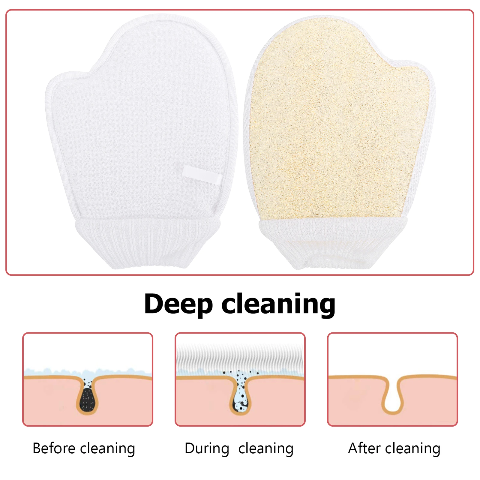 

2 Pcs Loofah Gloves Shower Body Scrubber Deep Exfoliating for Sponge Bath Towels Massage