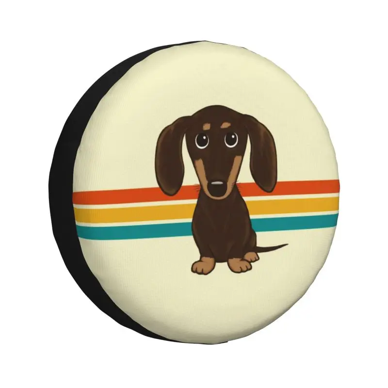 Custom Cute Chocolate Dachshund Spare Wheel Tire Cover for Toyota Cartoon Wiener Dog Jeep RV SUV Trailer Vehicle Accessories