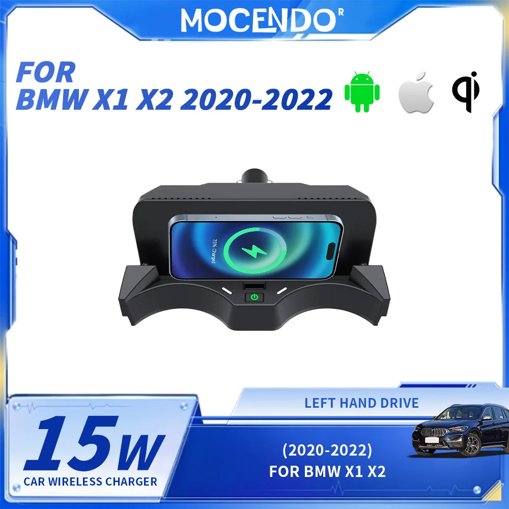 

15W Qi Fast Wireless Charger & Phone Holder For BMW X1 X2 F48 F39 2020-2022, Auto Clamping Car Dashboard Charging Pad, Interior