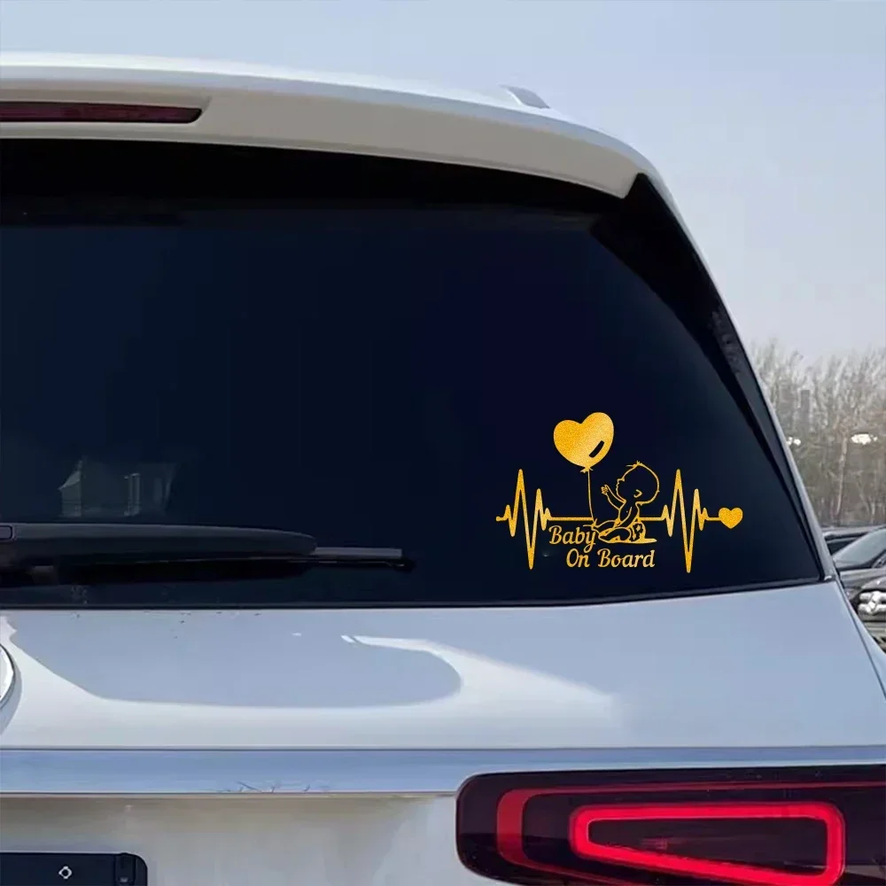 Heartbeat Balloon Baby on Board Car Sticker 3D Cartoon Baby In Car Auto Window Reflective Decor Decoration Exterior Accessories - view 4