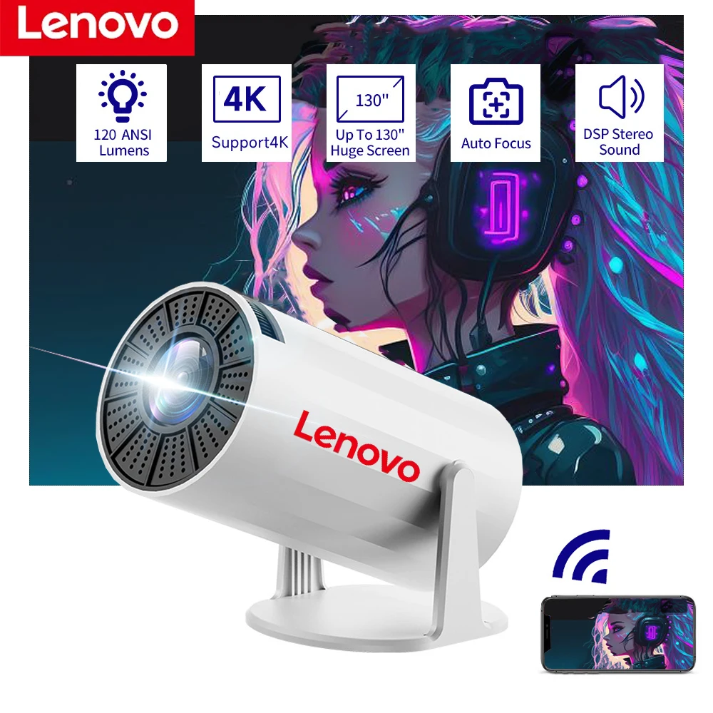 

Lenovo New Android 11 4K Projector WiFi6 YZ300 Allwinner h713 200ANSI BT5.0 1280*720P Dual wifi Home Theater Outdoor portable