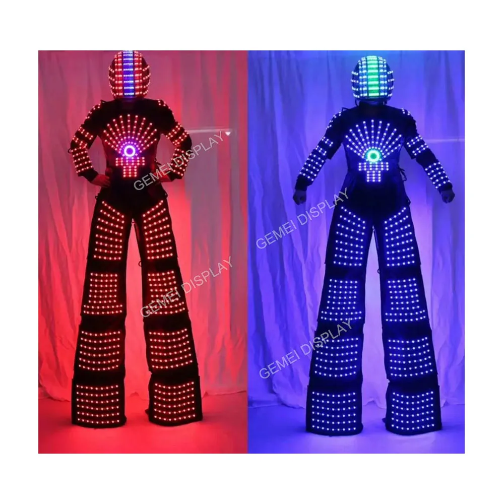 

Luminous Clothes LED Robot Stilts Suit For Performance LED Robot Cosplay High Quality Costume Ballroom Show Luminescent Clothes
