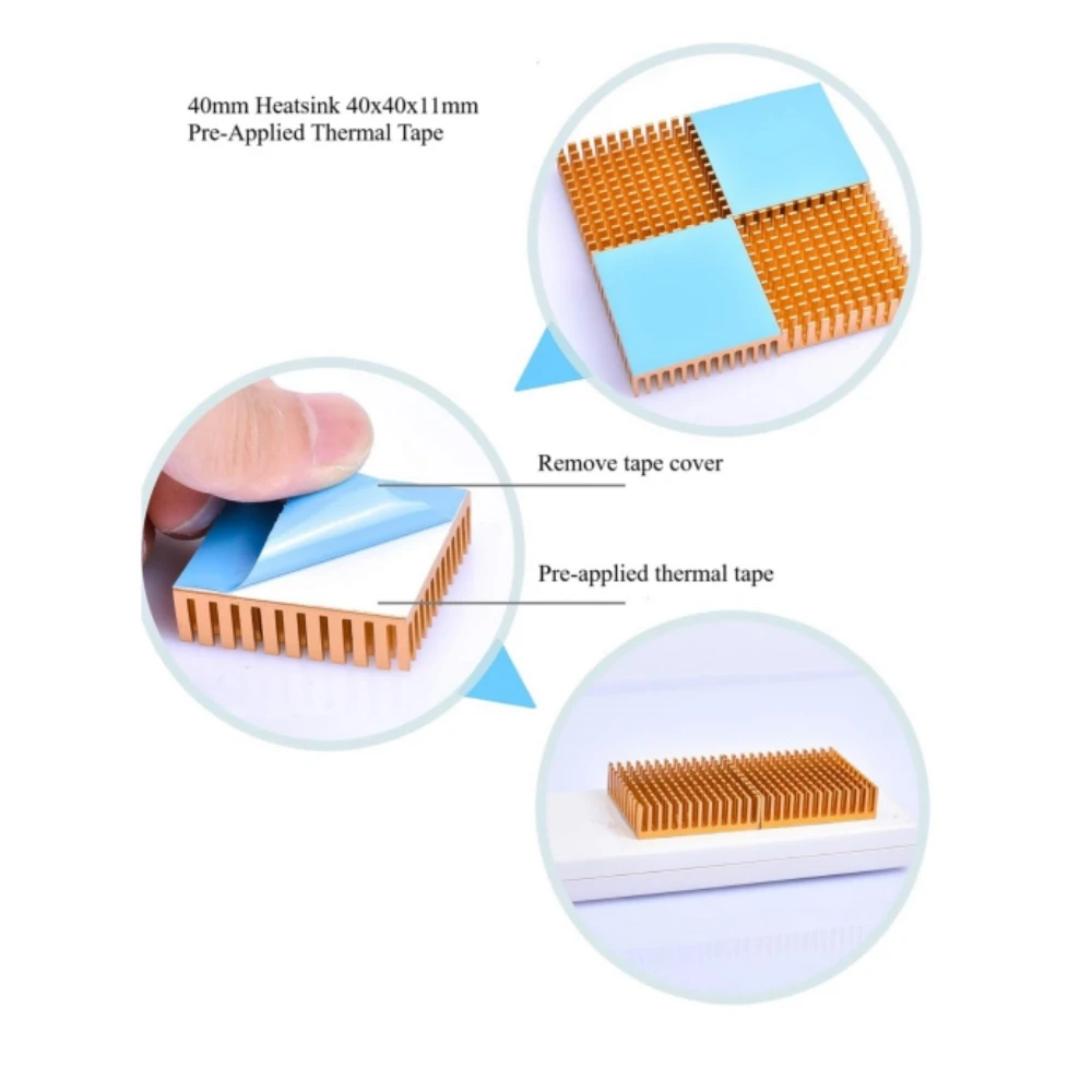 4Pcs 40mm Heatsink Back Side Thermal Conductive Tape Heatsink Kit 3D printer consumables 40mm x 40mm x 11mm Heat Sink Cooler view 4