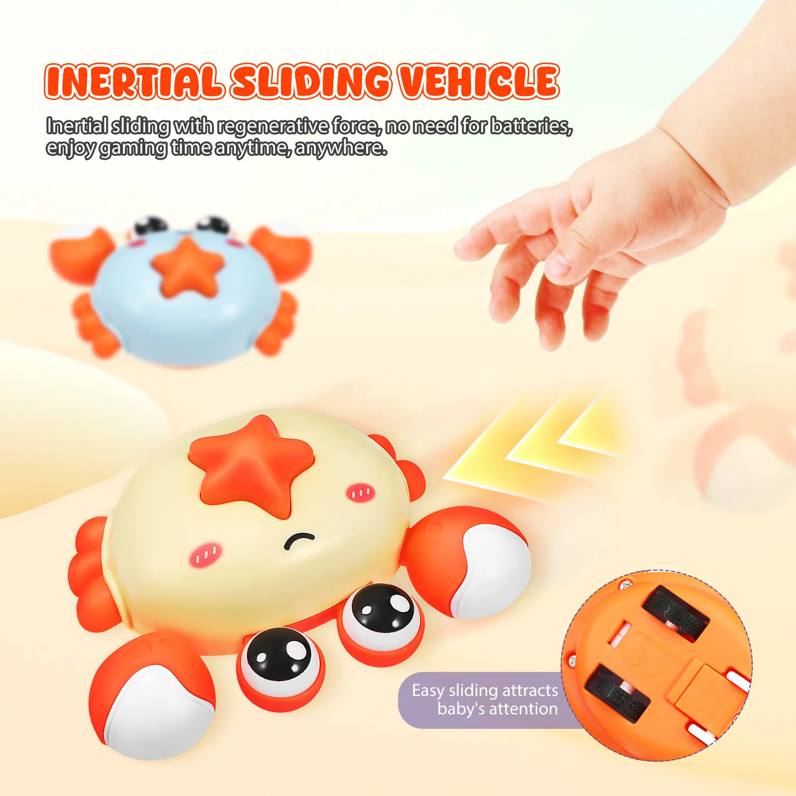 รถของเล่นเด็กแบบดึงถอยหลัง 4 ชิ้น รูปทรงปู มีไฟ ของรางวัลในห้องเรียน ของแจกในงานปาร์ตี้