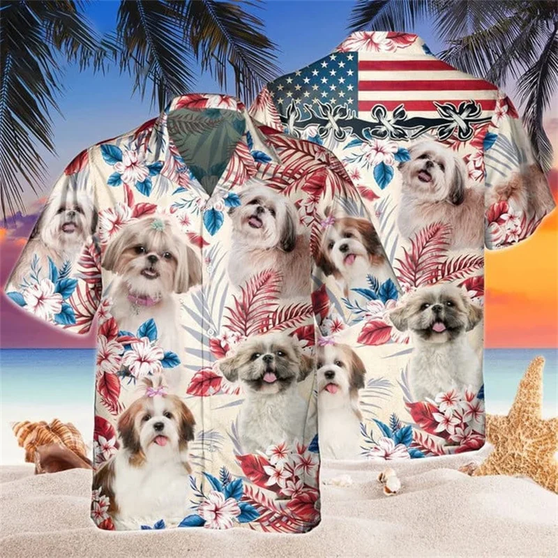 Nuovi gatti amano lo stile del giorno dell'indipendenza camicie Hawaii uomo donna camicie hawaiane stampate in 3D magliette a maniche corte per bambini regalo per amante dei gatti