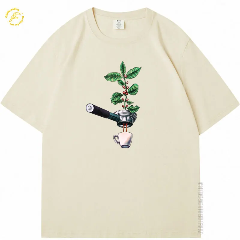 

Coffee Plant Tshirt Cotton Tshirt Man Espresso Barista Oversized T-Shirt T Shirt Masculinas 키티 티셔츠 Luxury Brands Short Sleeve