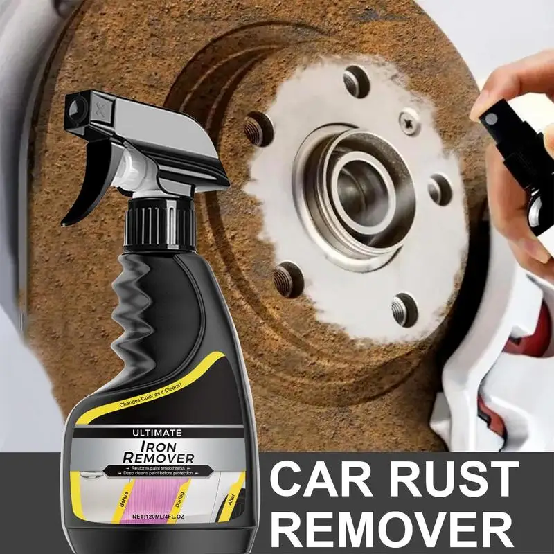 

Car Metal Cleaner Multifunctional Rust Stain Remover 120ml Portable Vehicle Detailing Supplies Iron Prevention Cleaning Spray