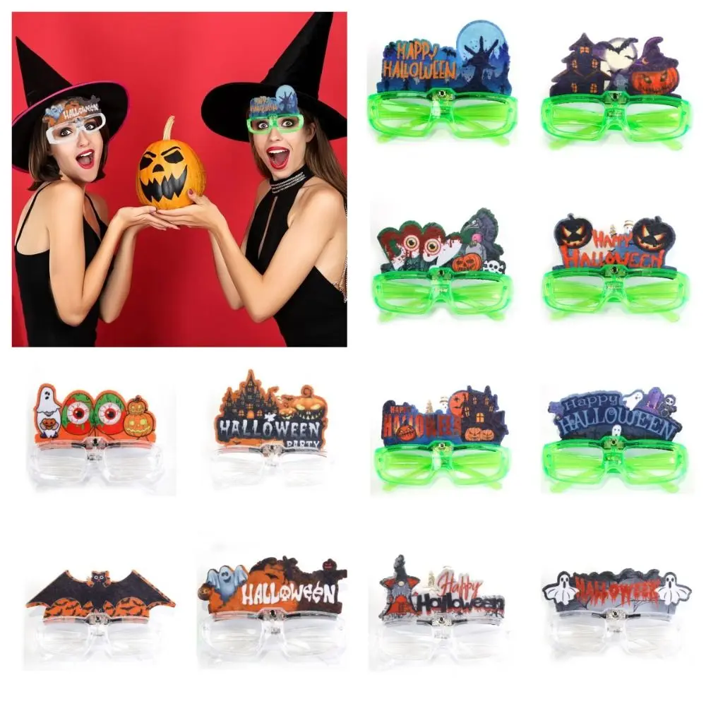 Funny LED Halloween Luminous Glasses Flashing Pumpkin Party Glowing Glass Bat Devil Fluorescent Glasses Stage Performances