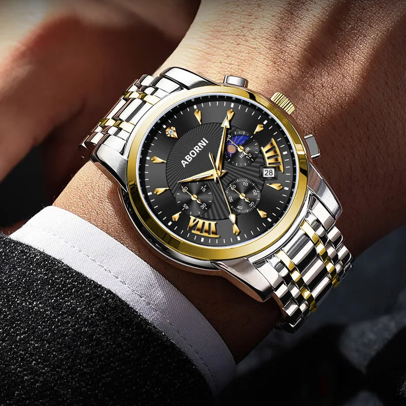 2025 New Top Brand Men's Watch Multi functional Fashion Quartz Watch New Steel Belt Waterproof Quartz Watch