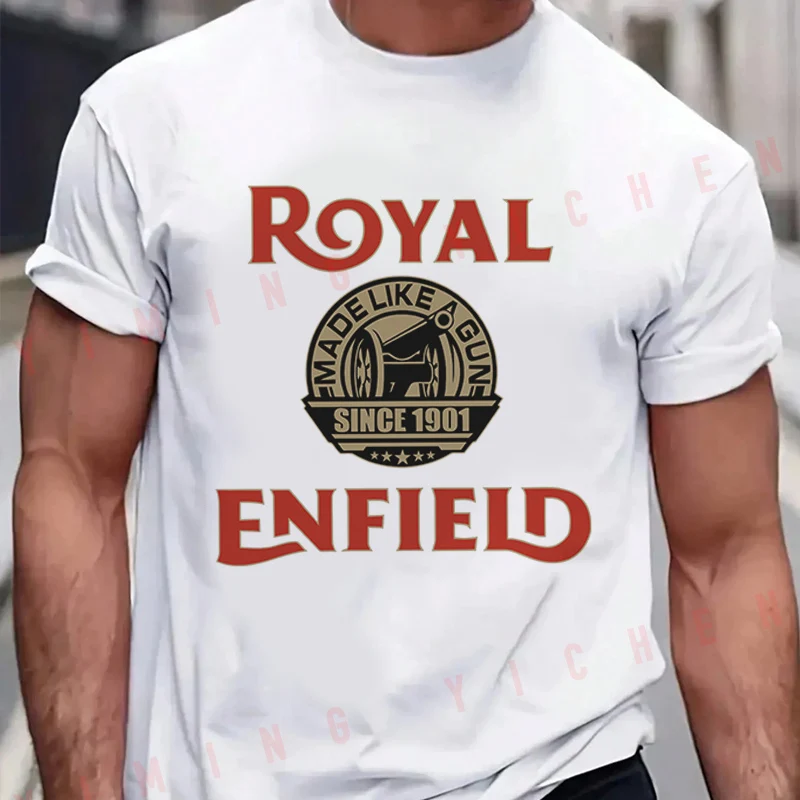 Motorcycle Royal Enfieid Riding T-Shirt Motorrad Fans New Fashion Summer Cotton Men Short Sleeve O-Neck Tees
