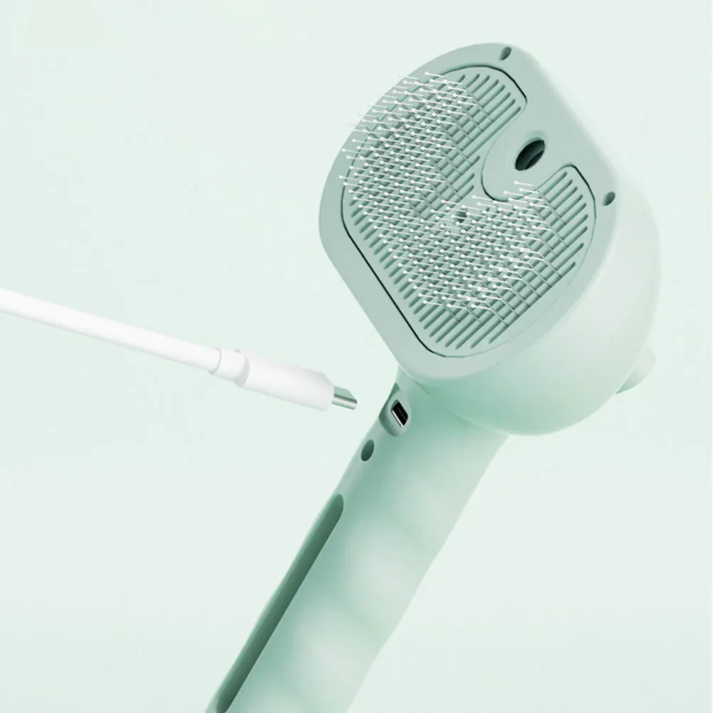 

Щетка-расческа 3-в-1 для кошек с паровым распылителем и кнопкой сброса волос, перезаряжаемая щетка для груминга кошек и собак