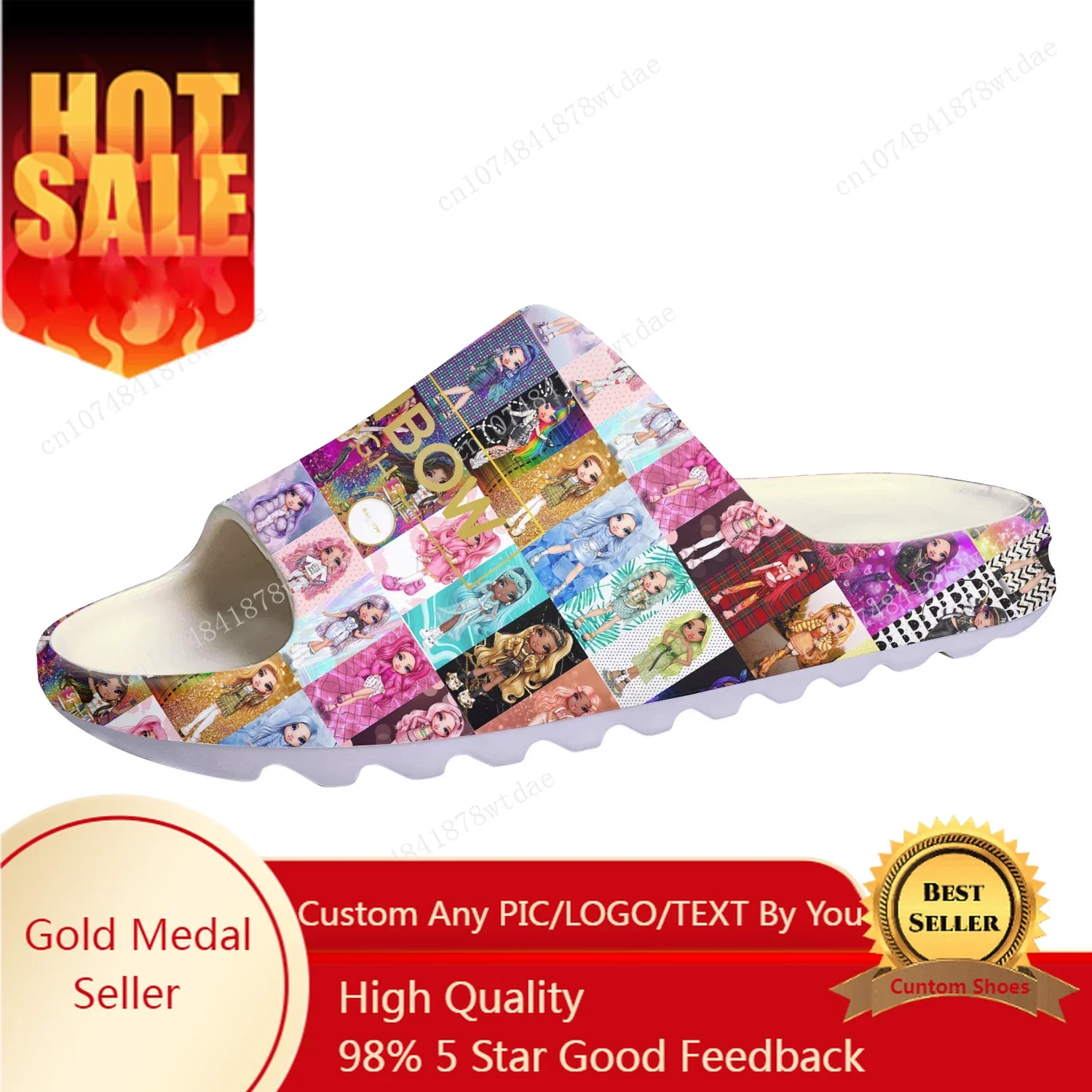 

Rainbow High Girls Soft Sole Sllipers Men Women Teenager Home Clogs Fashion Cartoon Step In Water Shoe On Shit Customize Sandals