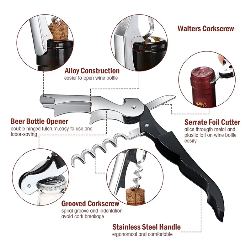 

ABNO-32 Pieces Wine Keys Opener Black Travel Corkscrew Wine Opener Waiter Corkscrew Wine Opener Beer Bottle Opener
