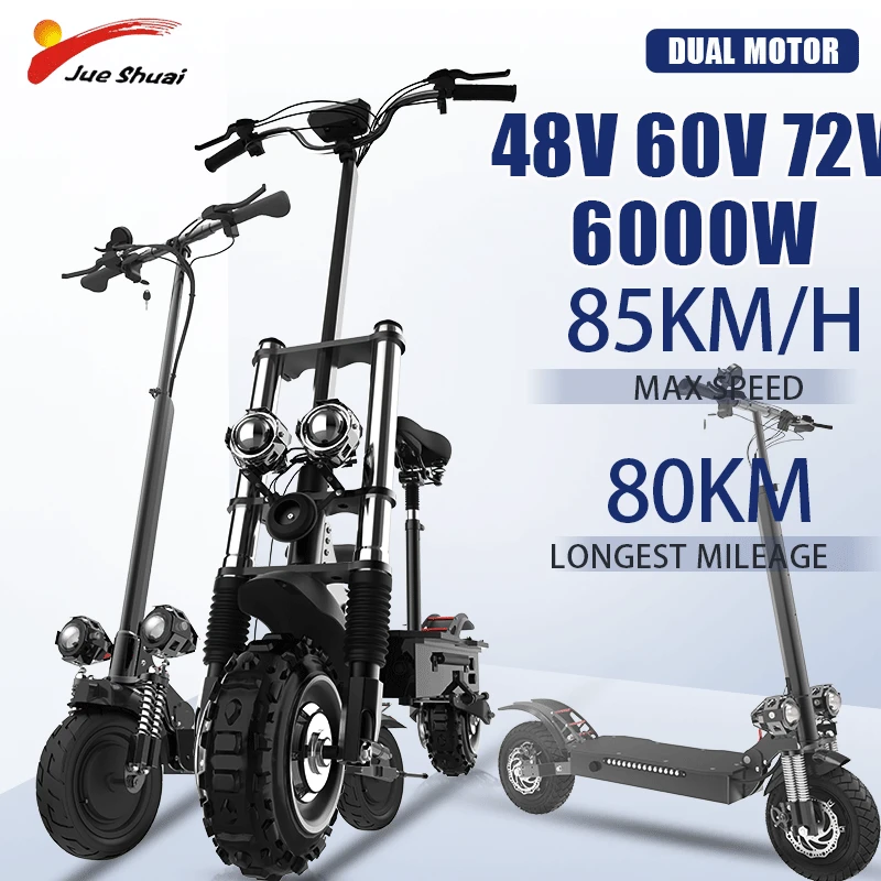 

60V 5600W Dual Motor Electric Scooter Adults 80KM/H Max Speed Folding EScooter 100KM Long Range Scooter Electric Removable Seat