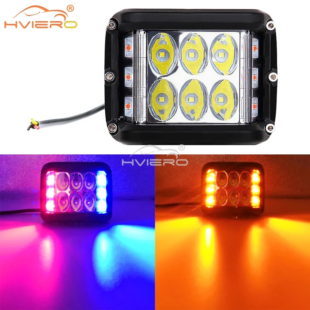 

Car 4LED Work Light Bar Cube Side Pod White and Amber Strobe Lamps Bright Truck Aluminum Alloy Signal Bulb Night Lighting Parts