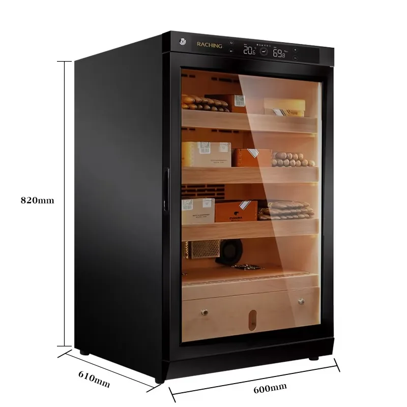 Raching Humidificador de cigarros eléctrico de tamaño pequeño C150A Gabinete de cigarros humidificador de filete húmedo negro marrón