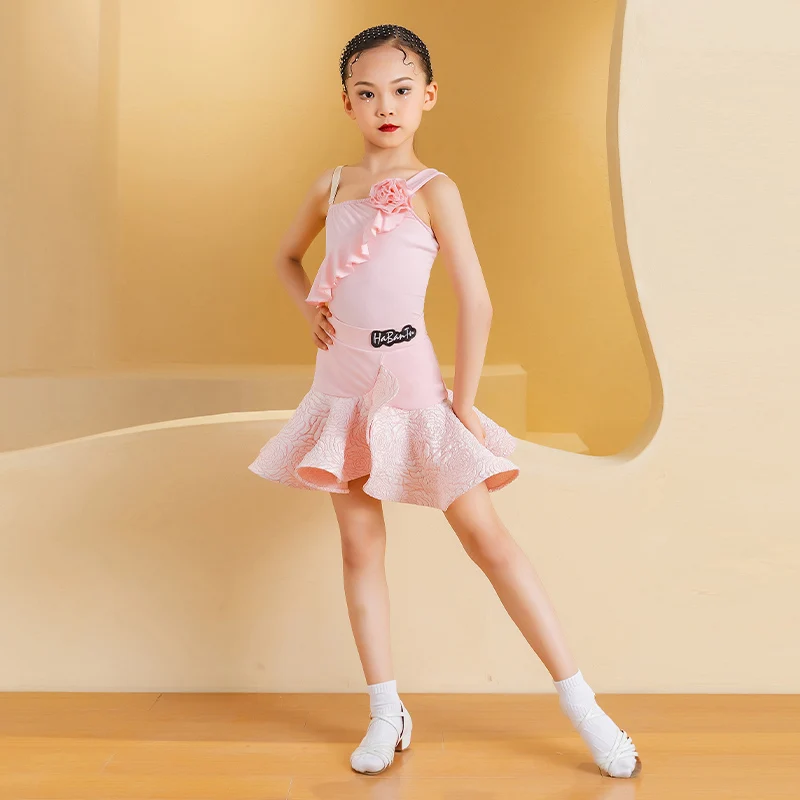 ลูกไม้ละติน ruffle ชุดเต้นรํา cha cha samba rumba เด็กห้องบอลรูมการแข่งขันมืออาชีพเครื่องแต่งกายฝึก salsa