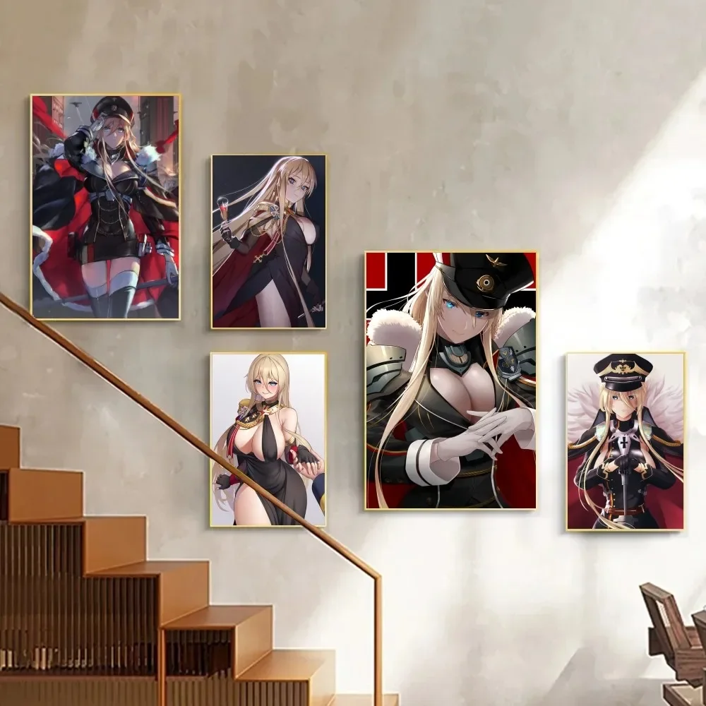 1pc Spiel azur lane kms bismarck zwei plakat kunst plakat wasserdichter papier aufkleber kaffeehaus bar zimmer wand dekor