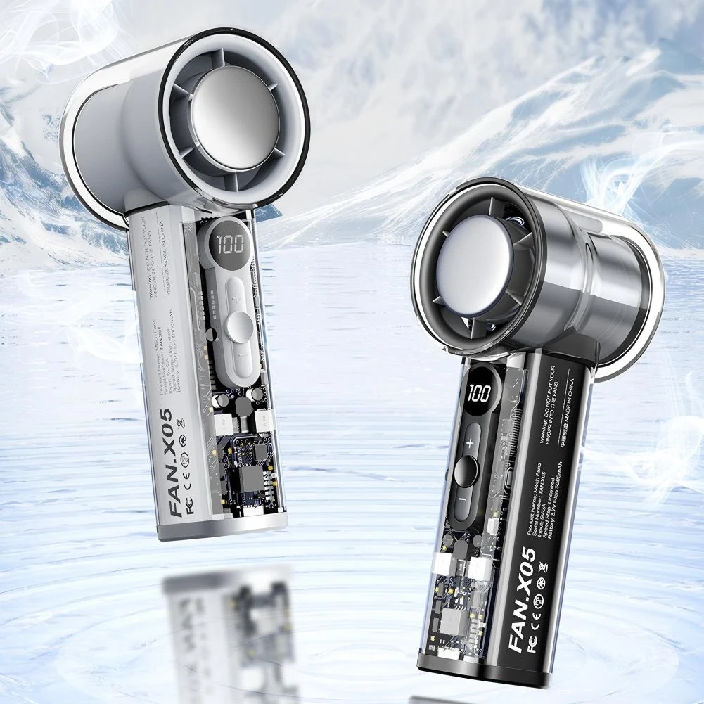 New Handheld Mini Fan LCD Display 100 Speed Adjustable High Airflow 3000mA USB Rechargeable Outdoor Portable Fan