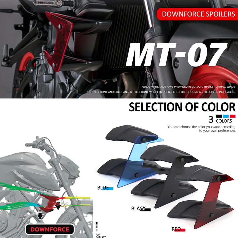 

NEW Motorcycle Parts Side Downforce Naked Spoilers Fixed Wing Winglet Fairing Wings Deflectors For Yamaha MT07 MT 07 MT-07 2021