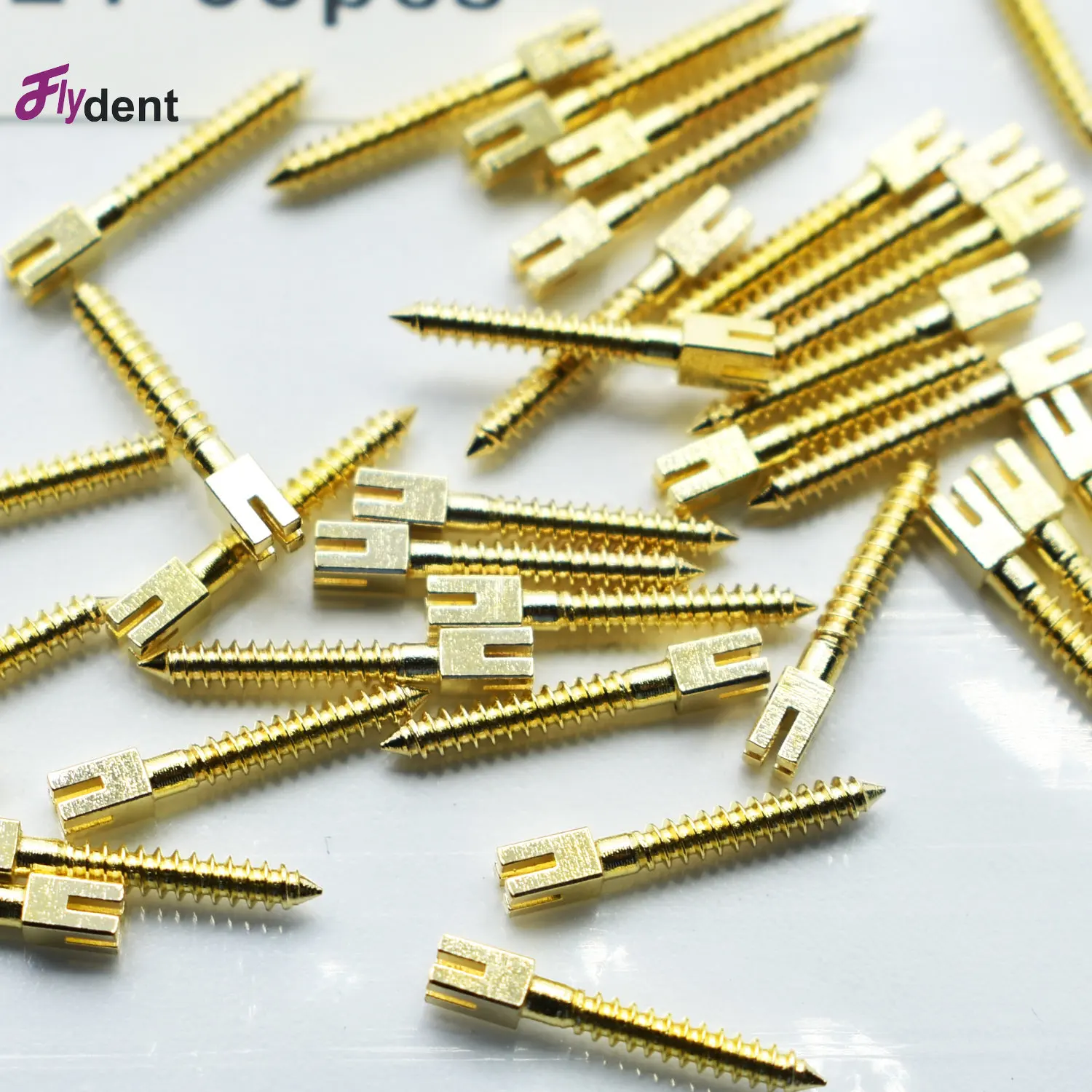 50pcs/bag Dental Endodontic Conical Screw Post Endo Root Canal Pins  Gold Plated Quartz Material Stainless Steel