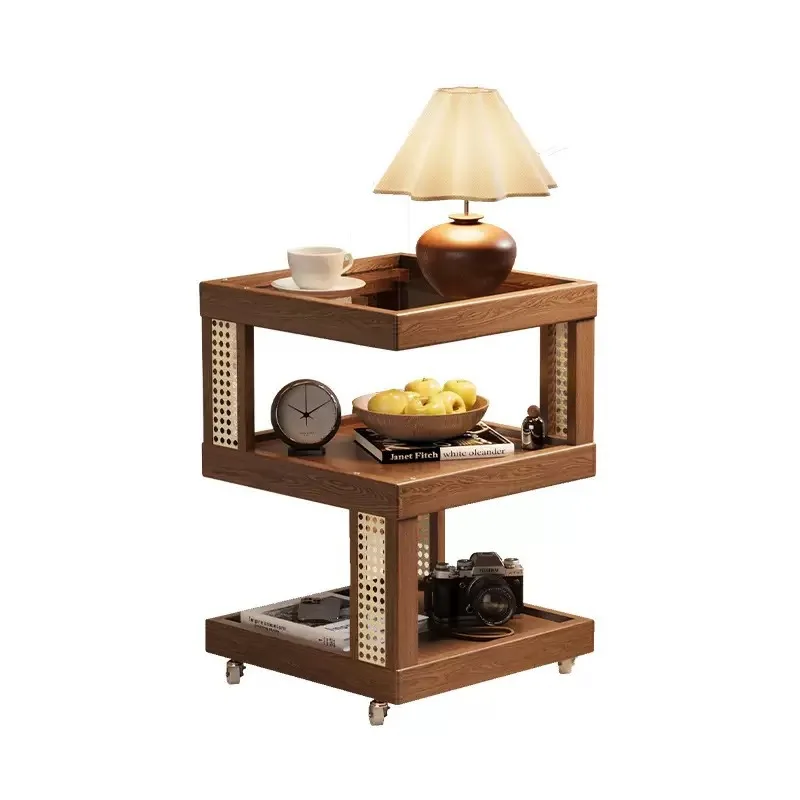 Gabinete de almacenamiento lateral pequeño para dormitorio, mesa de centro lateral para sofá extraíble para el hogar