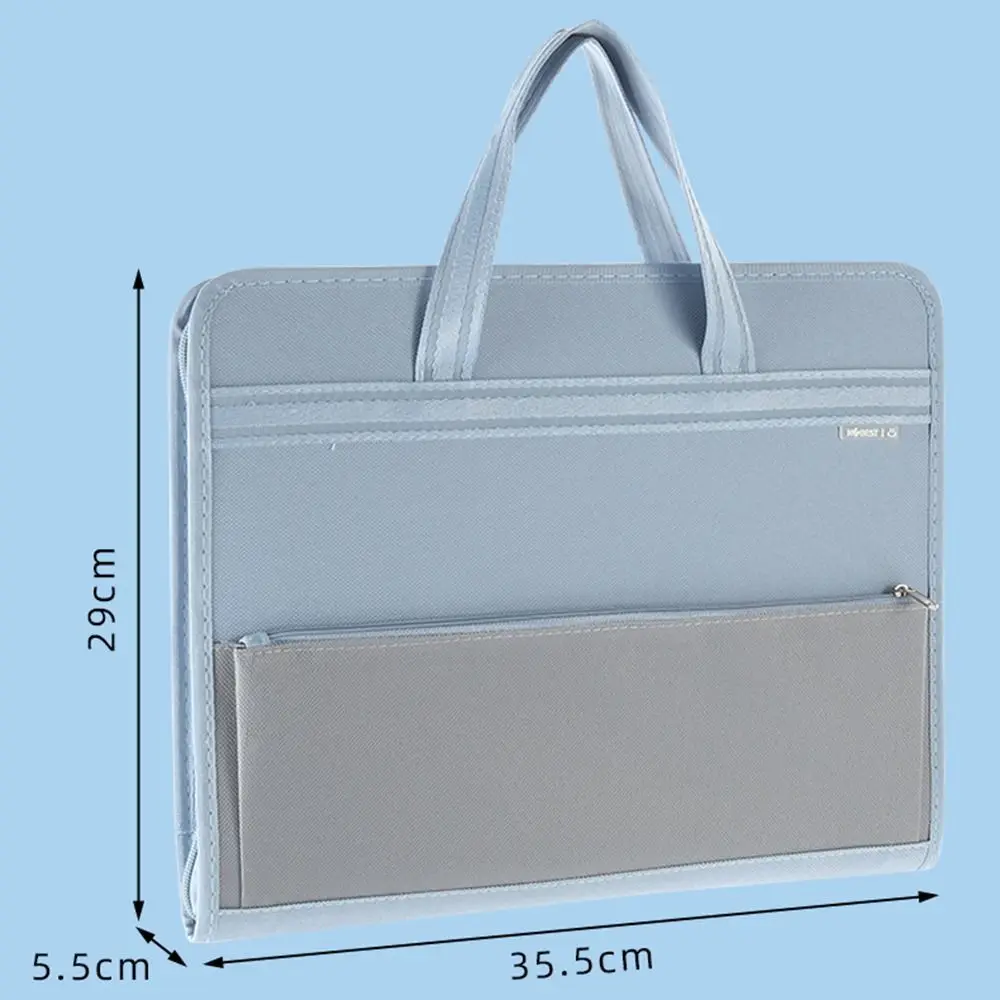 13 Pocket Canvas Accordion Document Bag Vertical Retractable A4 Expanding File Organizer with Handle Portable