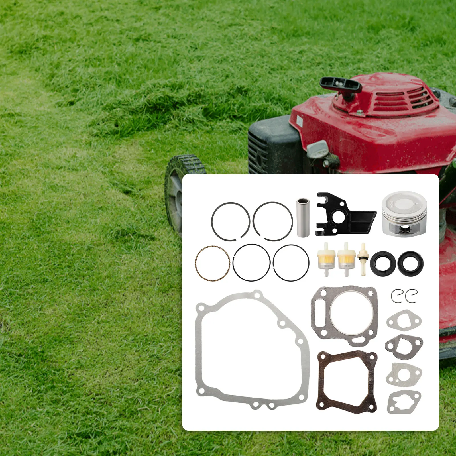 Replacement Kit for GX200 5.5HP 6.5HP Engine Including For Piston Pin 5 Rings 2 Circlips 2 Oil Seals Fuel Filter Joint Filter