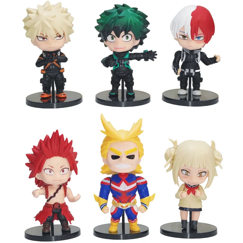 

6pcs My Hero Academia Anime Figure Bakugou Katsuki All Might Deku Todoroki Shoto PVC Model Toys Room Decor Collectible Kids Gift