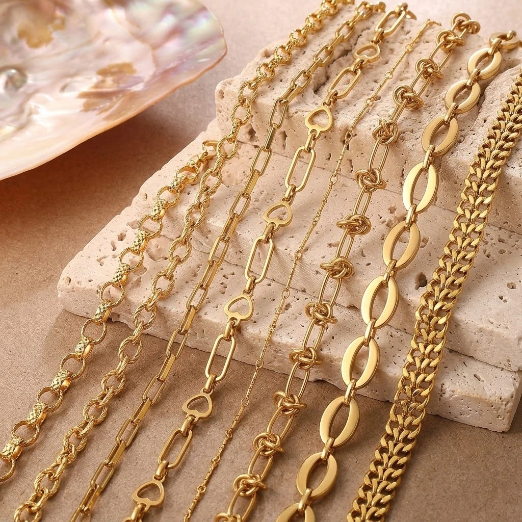 1 Meter Goldene Edelstahl O-Ring Kette in Verschiedenen Stilen für DIY Handgemachte Halsketten Armbänder Schmuckherstellung Zubehör Material – Detail 3