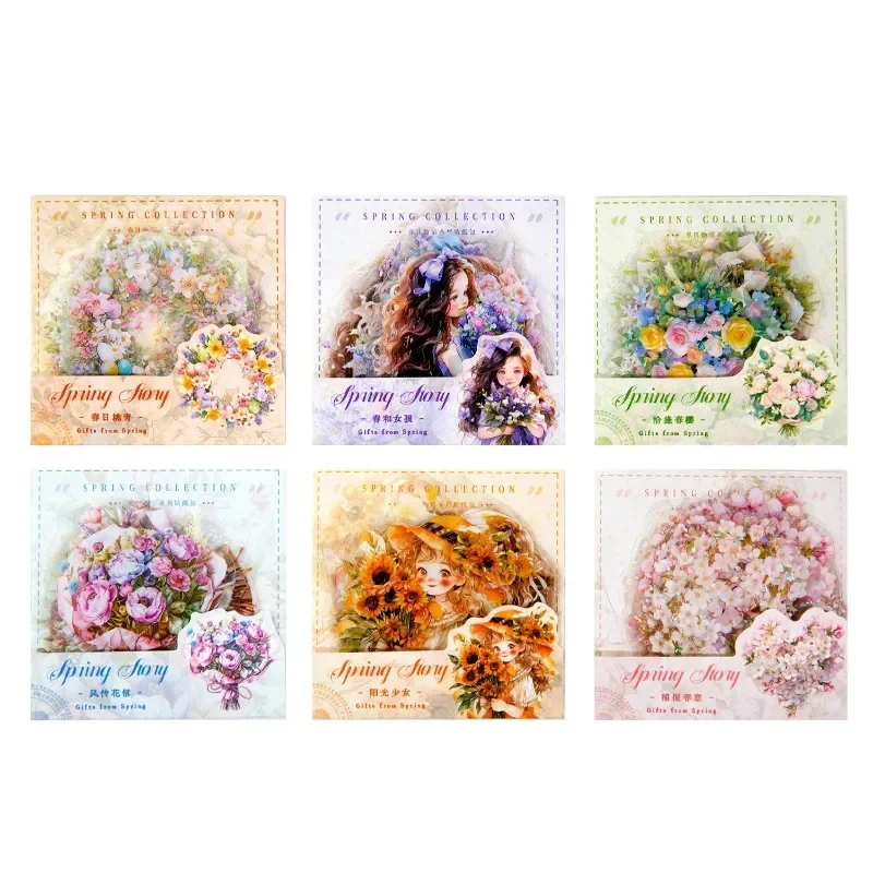 

10Sheets Sticker Pack Kasuga Garland Girls Sunshine Decoration Materials Spring Peach Handbook Scrapbook cut Writing 110*85mm