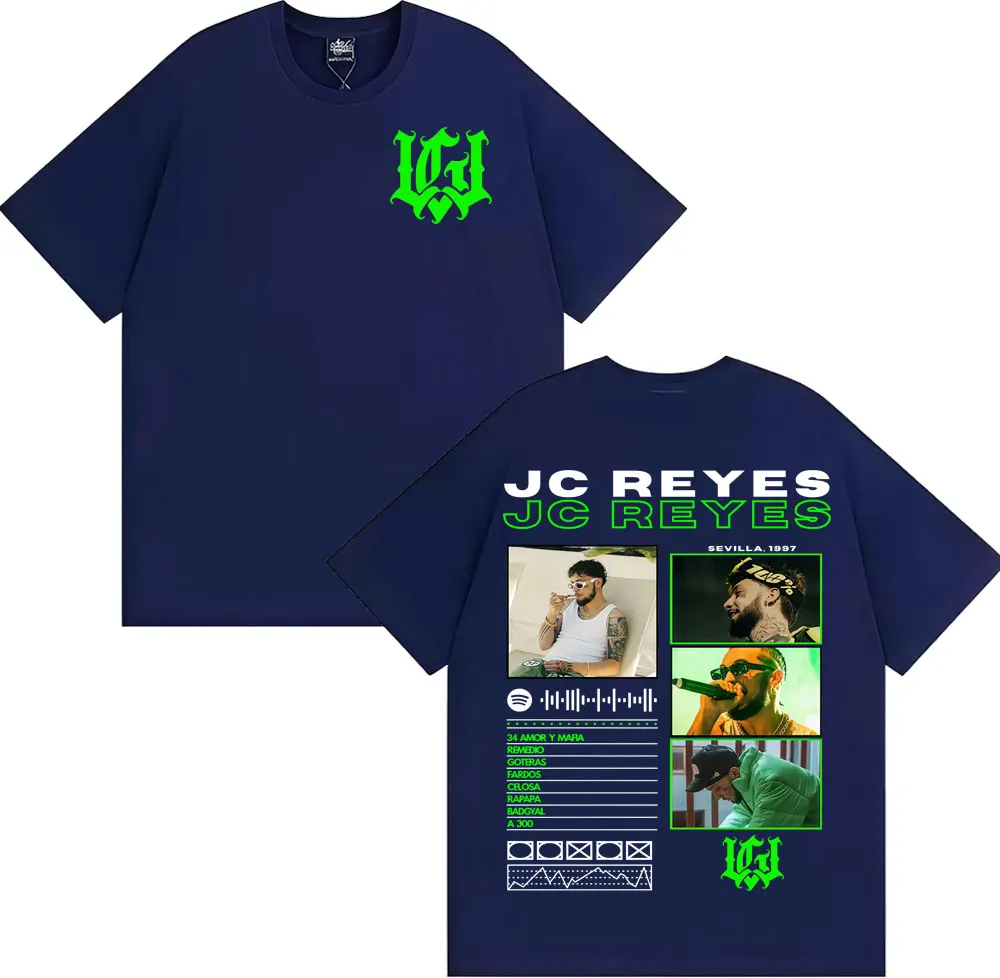 مغني الراب Jc Reyes ألبوم جولة 2025 غطاء تي شيرت الرجال النساء موضة تتجه خمر تي شيرت الصيف بلايز الراحة المتضخم تي شيرت