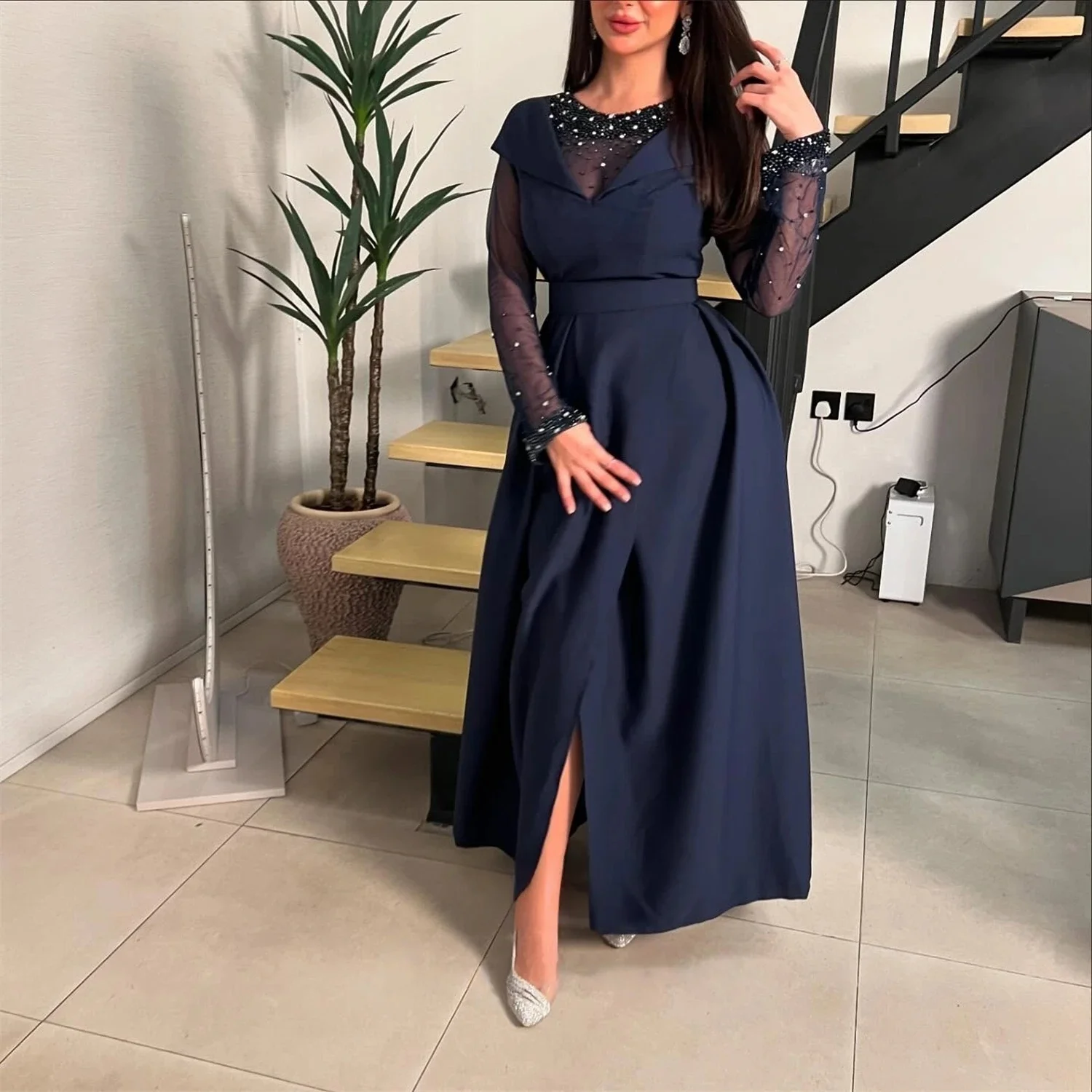 

Платье с длинными рукавами из бисера на заказ Вечерние платья Pastrol Унисекс Джерси Ретро Дубай Саудовская Аравия Израиль Пром по индивидуальному заказу