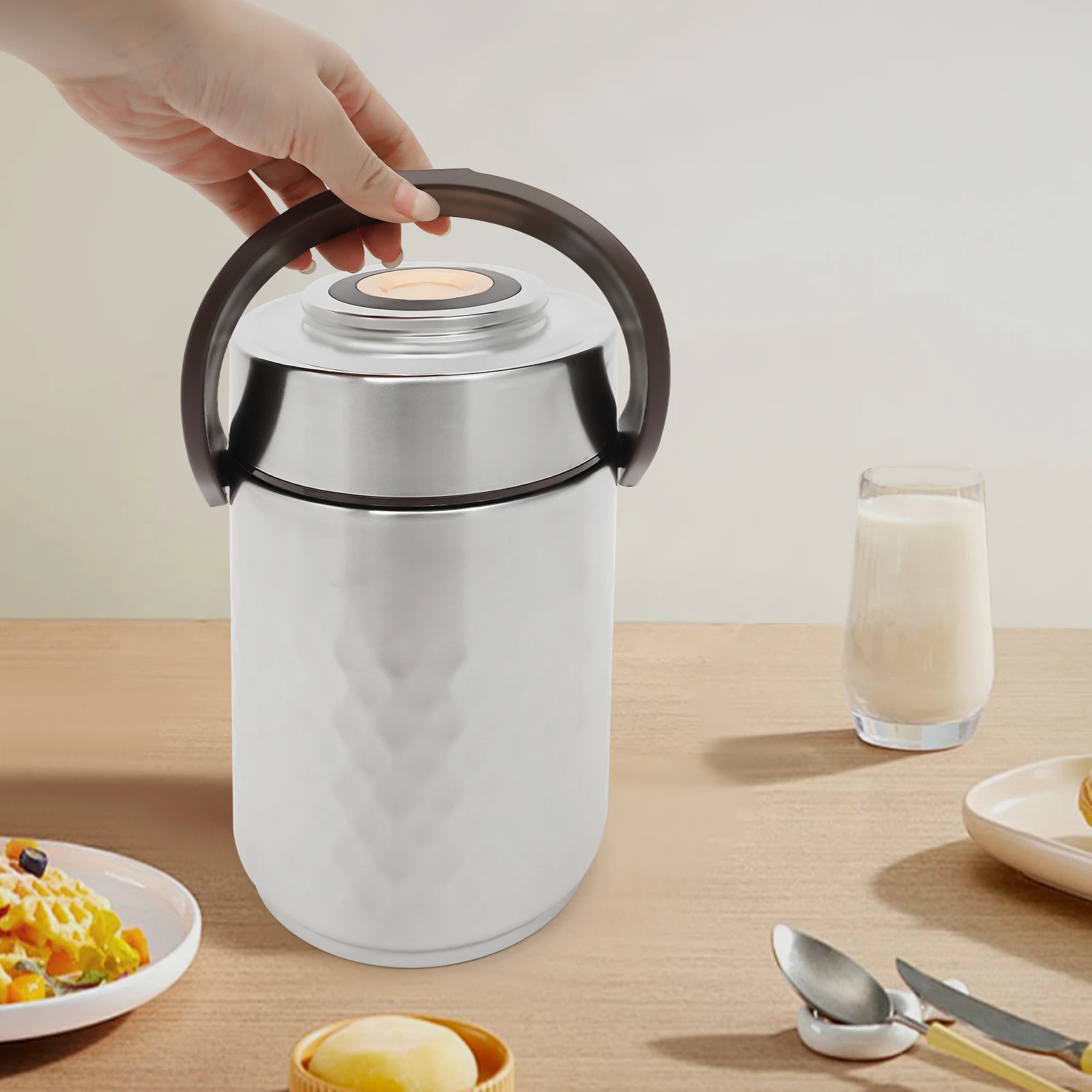 

Трехслойный термоконтейнер для еды 2 л/67,64 унций, из нержавеющей стали, с вакуумной изоляцией, серебристый