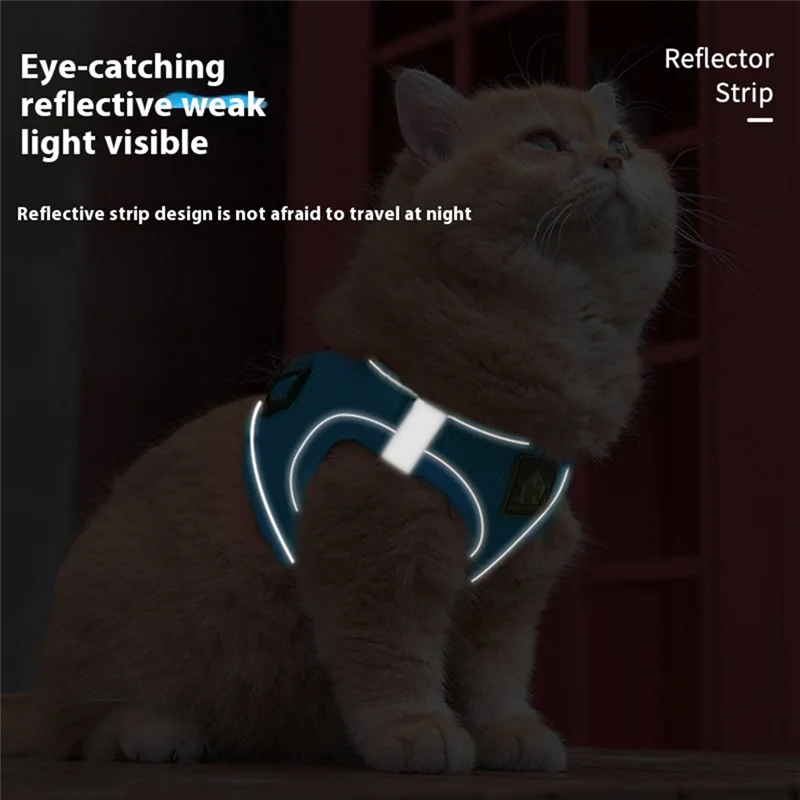 ABLK 조절 가능 통기성 메쉬 반사 강아지 고양이 하네스와 목줄 애완동물 조끼 야외 산책 세트 (소형 및 중형 애완동물용)