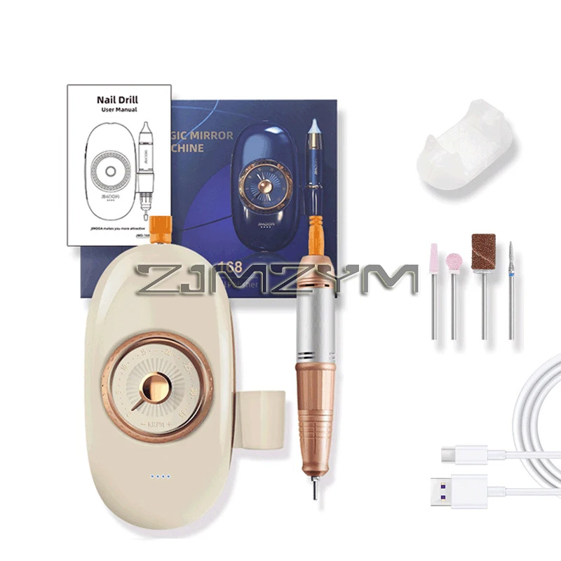 Professional Wireless Charging Nail Polishing Machine Portable 35000 RPM Hollow Cup High Speed Nail File Tool