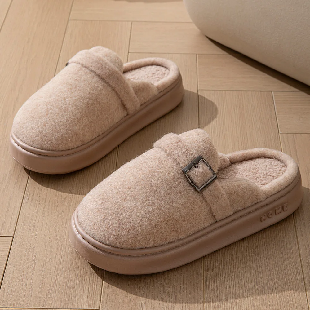 Winter Slippers Women Indoor Warmth Outdoor Anti Slip Thick Sole Comfortable Couples Bedroom Exquisite Breathable Home Shoes