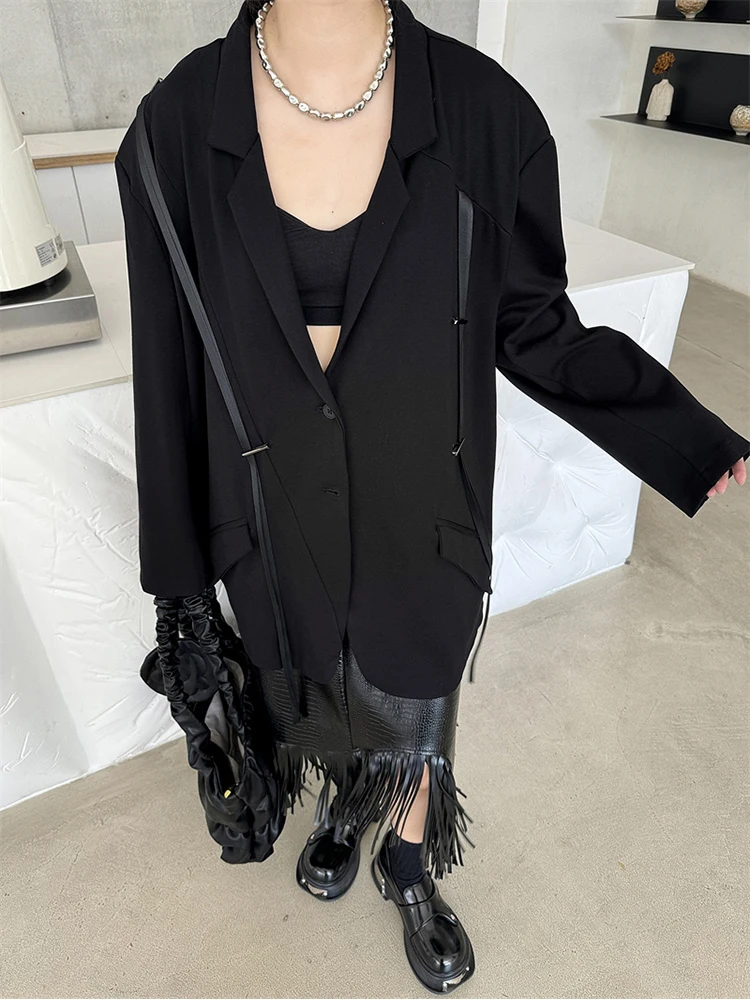 XITAO Loose Patchwork Tassel Blazers Personality Temperament All-match Women Autumn Fashion New Trend Long Sleeve Top HQQ2391